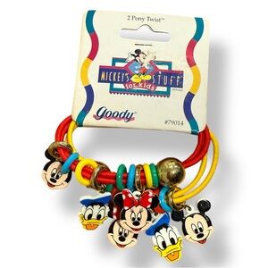 Vintage 1995 Disney Goody Mickey & Friends Pony Twist Hair Tie NOS NEW old Stock